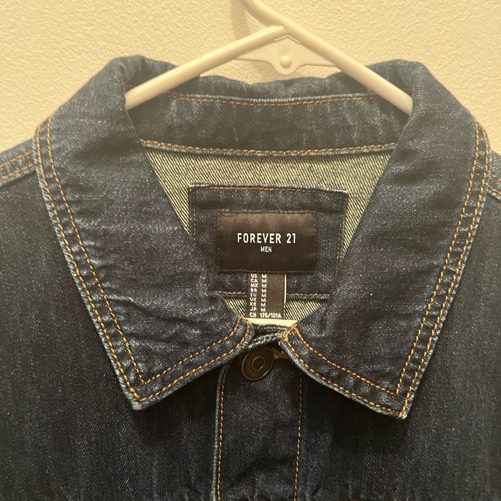 Dark Blue Denim Jacket with Brown Stitching - Picture 6 of 7